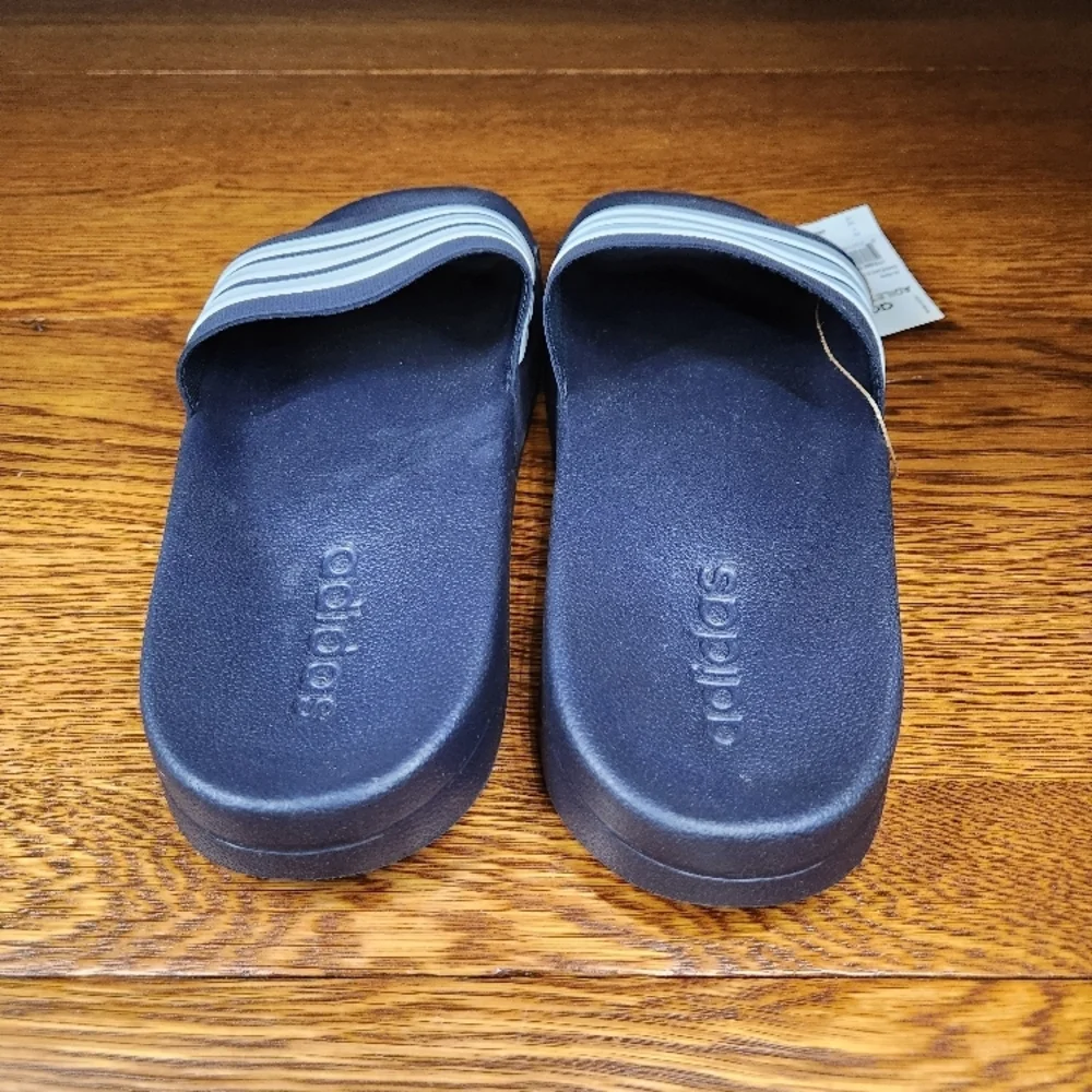adidas Adilette Shower Slide Sandals - Navy with White Stripes